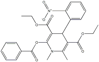 4-(2-Nitrophenyl)-2-(benzoyloxy)methyl-6-methyl-1,4-dihydropyridine-3,5-dicarboxylic acid diethyl ester Struktur