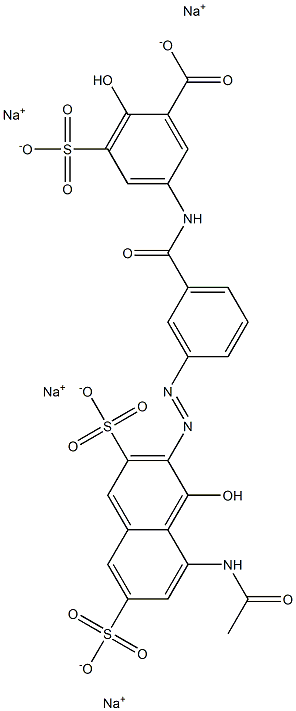 5-[[3-[[8-(Acetylamino)-1-hydroxy-3,6-disulfo-2-naphtyl]azo]phenyl]carbonylamino]-2-hydroxy-3-sulfobenzoic acid tetrasodium salt Structure