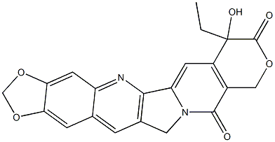 4-Hydroxy-4-ethyl-8,9-methylenedioxy-1H-pyrano[3',4':6,7]indolizino[1,2-b]quinoline-3,14(4H,12H)-dione 结构式