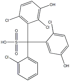 (2-クロロフェニル)(2-クロロ-5-ヒドロキシフェニル)(2,6-ジクロロ-3-ヒドロキシフェニル)メタンスルホン酸 化学構造式