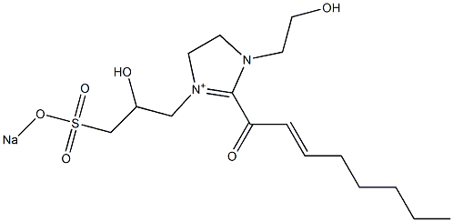 1-(2-Hydroxyethyl)-3-[2-hydroxy-3-(sodiooxysulfonyl)propyl]-2-(2-octenoyl)-2-imidazoline-3-ium Struktur