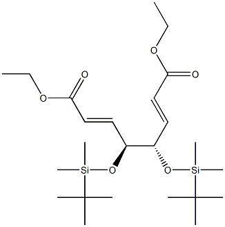 (2E,4S,5S,6E)-4,5-Bis(tert-butyldimethylsilyloxy)-2,6-octadienedioic acid diethyl ester 结构式