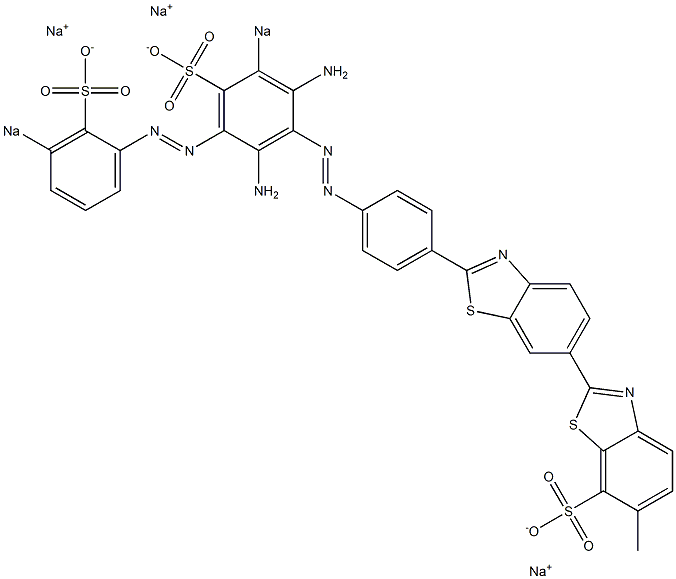 2-[2-[4-[2,6-Diamino-3-sodiosulfo-5-[(3-sodiosulfophenyl)azo]phenylazo]phenyl]benzothiazol-6-yl]-6-methylbenzothiazole-7-sulfonic acid sodium salt Struktur