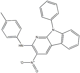 3-Nitro-9-phenyl-2-(p-methylanilino)-9H-pyrido[2,3-b]indole Struktur