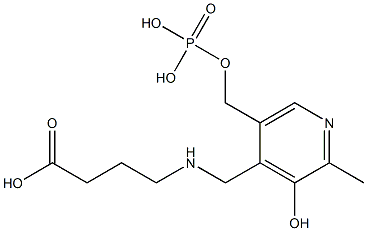 4-[[(2-Methyl-5-[(phosphonooxy)methyl]-3-hydroxypyridin-4-yl)methyl]amino]butyric acid,,结构式