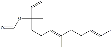 Formic acid (E)-1-ethenyl-1,5,9-trimethyl-4,8-decadienyl ester Structure