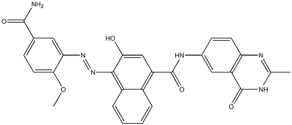 1-[(2-Methoxy-5-carbamoylphenyl)azo]-N-[(2-methyl-3,4-dihydro-4-oxoquinazolin)-6-yl]-2-hydroxynaphthalene-4-carboxamide Struktur
