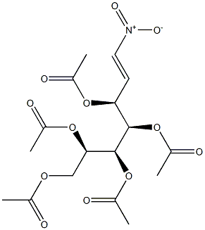 (2R,3S,4R,5S)-7-ニトロ-6-ヘプテン-1,2,3,4,5-ペンタオールペンタアセタート 化学構造式