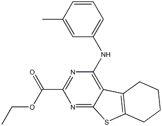 5,6,7,8-Tetrahydro-4-(3-methylphenylamino)[1]benzothieno[2,3-d]pyrimidine-2-carboxylic acid ethyl ester Structure