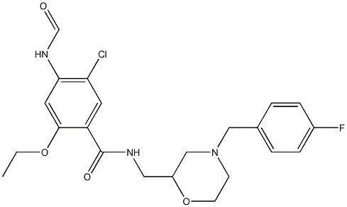 5-Chloro-2-ethoxy-4-formylamino-N-[[4-(4-fluorobenzyl)-2-morpholinyl]methyl]benzamide Struktur