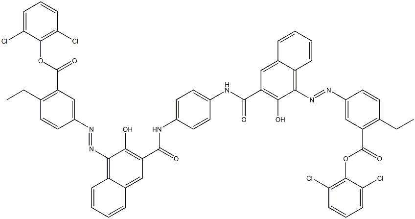 1,4-Bis[1-[[4-ethyl-5-(2,6-dichlorophenoxycarbonyl)phenyl]azo]-2-hydroxy-3-naphthoylamino]benzene Structure