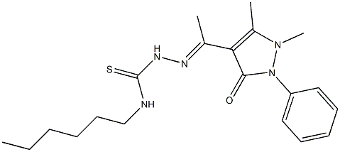 1,5-Dimethyl-2-phenyl-4-[1-[2-[[hexylamino]thiocarbonyl]hydrazono]ethyl]-1H-pyrazole-3(2H)-one 结构式