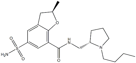 (R)-2,3-Dihydro-N-[[(2S)-1-butyl-2-pyrrolidinyl]methyl]-2-methyl-5-sulfamoylbenzofuran-7-carboxamide Structure