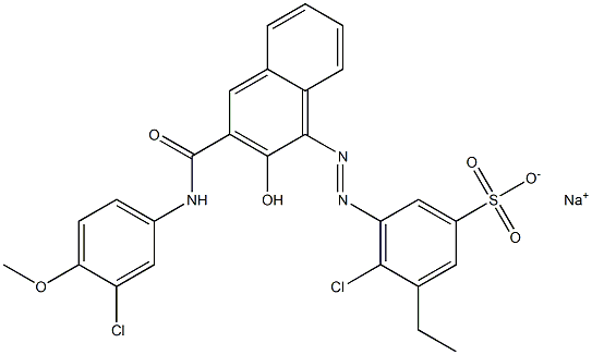 4-Chloro-3-ethyl-5-[[3-[[(3-chloro-4-methoxyphenyl)amino]carbonyl]-2-hydroxy-1-naphtyl]azo]benzenesulfonic acid sodium salt,,结构式