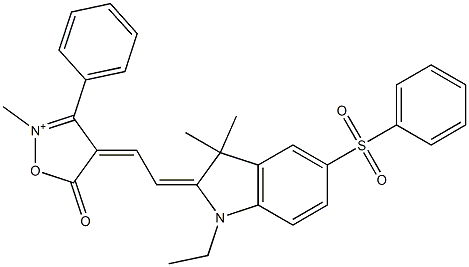 4-[2-[[1-エチル-1,3-ジヒドロ-3,3-ジメチル-5-(フェニルスルホニル)-2H-インドール]-2-イリデン]エチリデン]-4,5-ジヒドロ-2-メチル-5-オキソ-3-フェニルイソオキサゾール-2-イウム 化学構造式