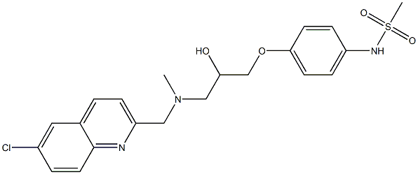 N-[4-[2-Hydroxy-3-[N-(6-chloro-2-quinolinylmethyl)methylamino]propyloxy]phenyl]methanesulfonamide,,结构式