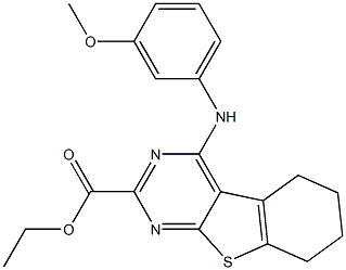 5,6,7,8-Tetrahydro-4-(3-methoxyphenylamino)[1]benzothieno[2,3-d]pyrimidine-2-carboxylic acid ethyl ester Struktur