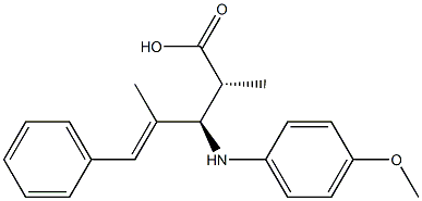 (2R,3R)-2,4-Dimethyl-3-(4-methoxyphenylamino)-5-phenyl-4-pentenoic acid Struktur