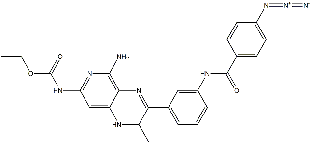 N-[(5-アミノ-1,2-ジヒドロ-3-[3-(4-アジドベンゾイルアミノ)フェニル]-2-メチルピリド[3,4-b]ピラジン)-7-イル]カルバミド酸エチル 化学構造式