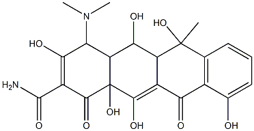 2-Carbamoyl-3,5,6,10,12,12a-hexahydroxy-4-(dimethylamino)-6-methyl-4a,5,5a,12a-tetrahydronaphthacene-1,11(4H,6H)-dione Struktur