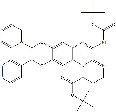 5-(tert-Butoxycarbonyl)amino-2,3-dihydro-8,9-bis(benzyloxy)-1H-pyrimido[1,2-a]quinoline-1-carboxylic acid tert-butyl ester 结构式