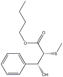 (2R,3R)-2-(メチルチオ)-3-ヒドロキシ-3-フェニルプロパン酸ブチル 化学構造式