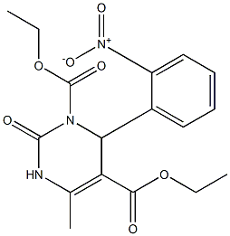 1,2,3,4-Tetrahydro-6-methyl-2-oxo-4-(2-nitrophenyl)pyrimidine-3,5-dicarboxylic acid diethyl ester 结构式