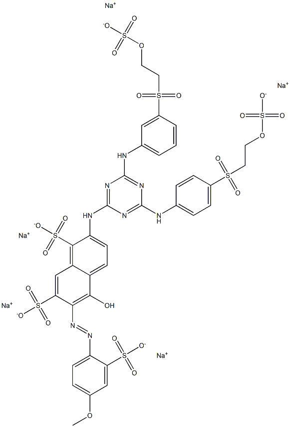  5-Hydroxy-6-(4-methoxy-2-sulfophenylazo)-2-[4-[3-[2-(sulfooxy)ethylsulfonyl]anilino]-6-[4-[2-(sulfooxy)ethylsulfonyl]anilino]-1,3,5-triazin-2-ylamino]-1,7-naphthalenedisulfonic acid pentasodium salt