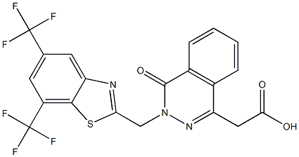 3-[(5,7-Bis(trifluoromethyl)-2-benzothiazolyl)methyl]-3,4-dihydro-4-oxophthalazine-1-acetic acid,,结构式