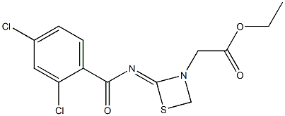 N-[3-(Ethoxycarbonylmethyl)-1,3-thiazetidin-2-ylidene]-2,4-dichlorobenzamide Structure