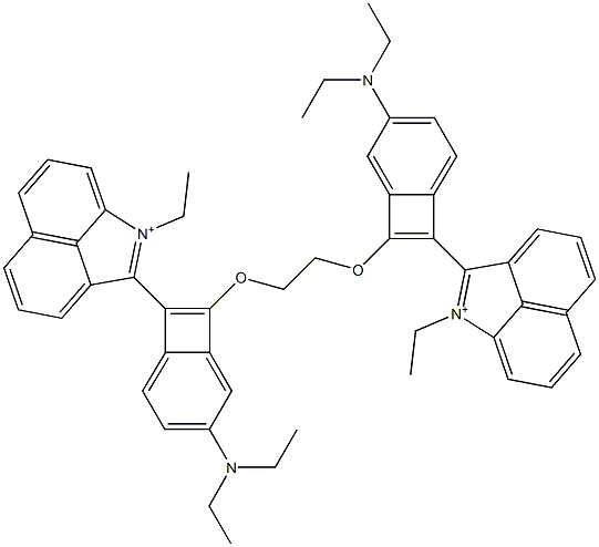 2,2'-[(Ethylenebisoxy)bis[4-(diethylamino)-2,1-phenyleneethene-1,2-diyl]]bis(1-ethylbenz[cd]indol-1-ium) 结构式