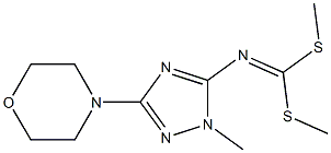 (1-メチル-3-モルホリノ-1H-1,2,4-トリアゾール-5-イル)イミドジチオ炭酸ジメチル 化学構造式