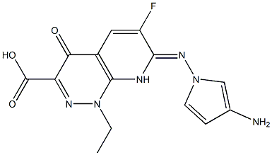 6-Fluoro-1-ethyl-7-(3-aminopyrrolizino)-1,4-dihydro-4-oxopyrido[2,3-c]pyridazine-3-carboxylic acid Struktur