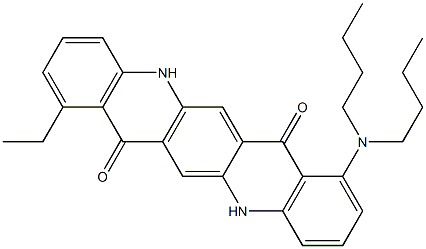 1-(Dibutylamino)-8-ethyl-5,12-dihydroquino[2,3-b]acridine-7,14-dione,,结构式