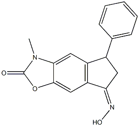 5,6-Dihydro-7-(hydroxyimino)-3-methyl-5-phenyl-7H-indeno[5,6-d]oxazol-2(3H)-one,,结构式