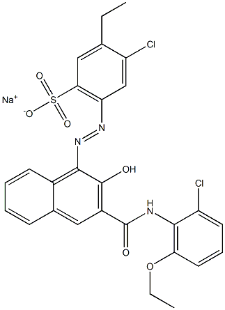 4-Chloro-3-ethyl-6-[[3-[[(2-chloro-6-ethoxyphenyl)amino]carbonyl]-2-hydroxy-1-naphtyl]azo]benzenesulfonic acid sodium salt Struktur