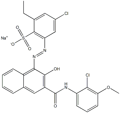 4-Chloro-2-ethyl-6-[[3-[[(2-chloro-3-methoxyphenyl)amino]carbonyl]-2-hydroxy-1-naphtyl]azo]benzenesulfonic acid sodium salt 结构式