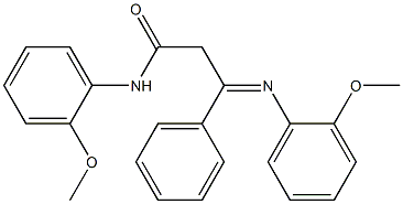 3-フェニル-3-(o-メトキシフェニルイミノ)-N-(2-メトキシフェニル)プロピオンアミド 化学構造式
