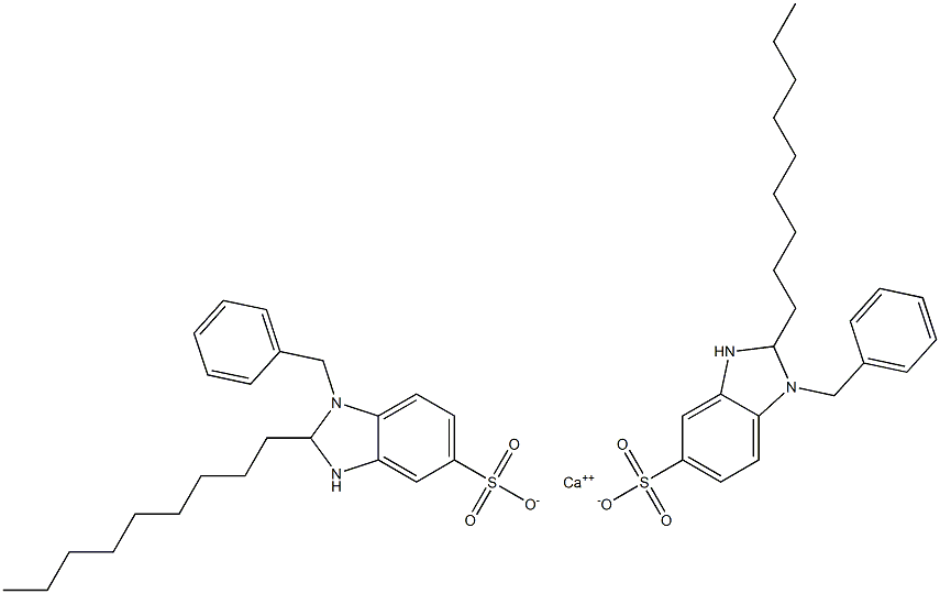 ビス(1-ベンジル-2,3-ジヒドロ-2-ノニル-1H-ベンゾイミダゾール-5-スルホン酸)カルシウム 化学構造式