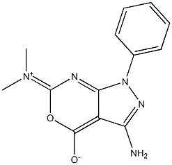 [1,6-Dihydro-3-amino-1-phenyl-6-(dimethyliminio)pyrazolo[3,4-d][1,3]oxazine]-4-olate Structure