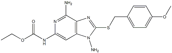N-[1,4-Diamino-2-(4-methoxybenzylthio)-1H-imidazo[4,5-c]pyridin-6-yl]carbamic acid ethyl ester Struktur