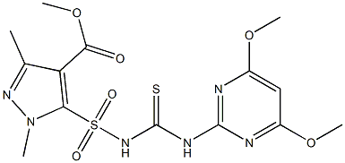 1,3-Dimethyl-5-[[(4,6-dimethoxypyrimidin-2-yl)thiocarbamoyl]sulfamoyl]-1H-pyrazole-4-carboxylic acid methyl ester,,结构式