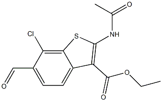 2-(Acetylamino)-6-formyl-7-chlorobenzo[b]thiophene-3-carboxylic acid ethyl ester Struktur