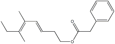 Phenylacetic acid 5,6-dimethyl-3,5-octadienyl ester Structure