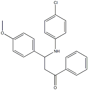 1-(フェニル)-3-(4-メトキシフェニル)-3-[(4-クロロフェニル)アミノ]プロパン-1-オン 化学構造式
