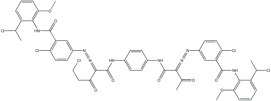 3,3'-[2-(Chloromethyl)-1,4-phenylenebis[iminocarbonyl(acetylmethylene)azo]]bis[N-[2-(1-chloroethyl)-6-methoxyphenyl]-6-chlorobenzamide] 结构式