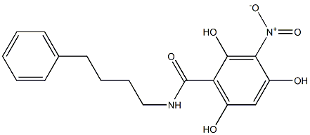 N-(4-フェニルブチル)-3-ニトロ-2,4,6-トリヒドロキシベンズアミド 化学構造式