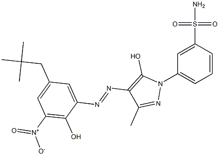 4-(2-ヒドロキシ-3-ニトロ-5-ネオペンチルフェニルアゾ)-3-メチル-1-(m-スルファモイルフェニル)-1H-ピラゾール-5-オール 化学構造式