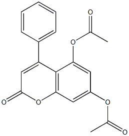 5,7-ビス(アセチルオキシ)-4-フェニルクマリン 化学構造式