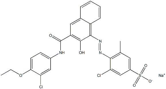 3-Chloro-5-methyl-4-[[3-[[(3-chloro-4-ethoxyphenyl)amino]carbonyl]-2-hydroxy-1-naphtyl]azo]benzenesulfonic acid sodium salt 结构式